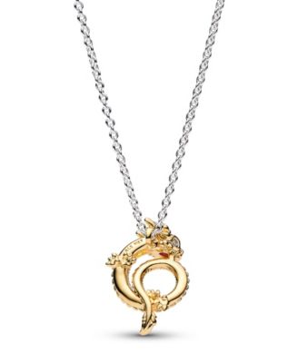 Sterling Silver and 14K Gold-Plated Dragon Necklace