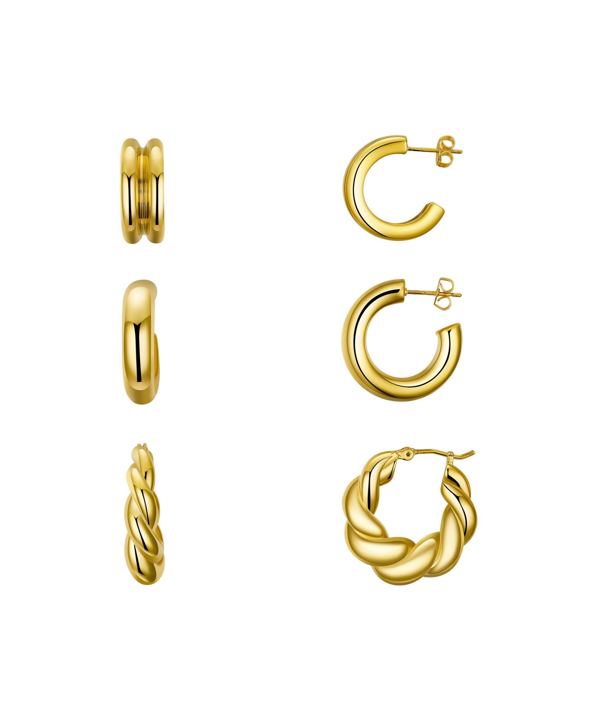 Gold-Tone Stainless Steel Hoop Earring Set - Gold