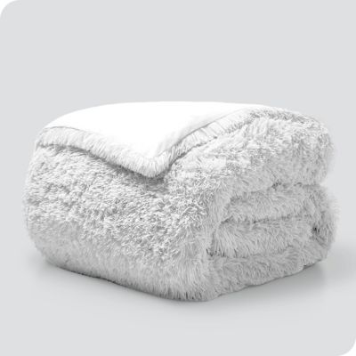 Shaggy Fleece Plush Front Crystal Velvet Back Duvet Cover, Queen