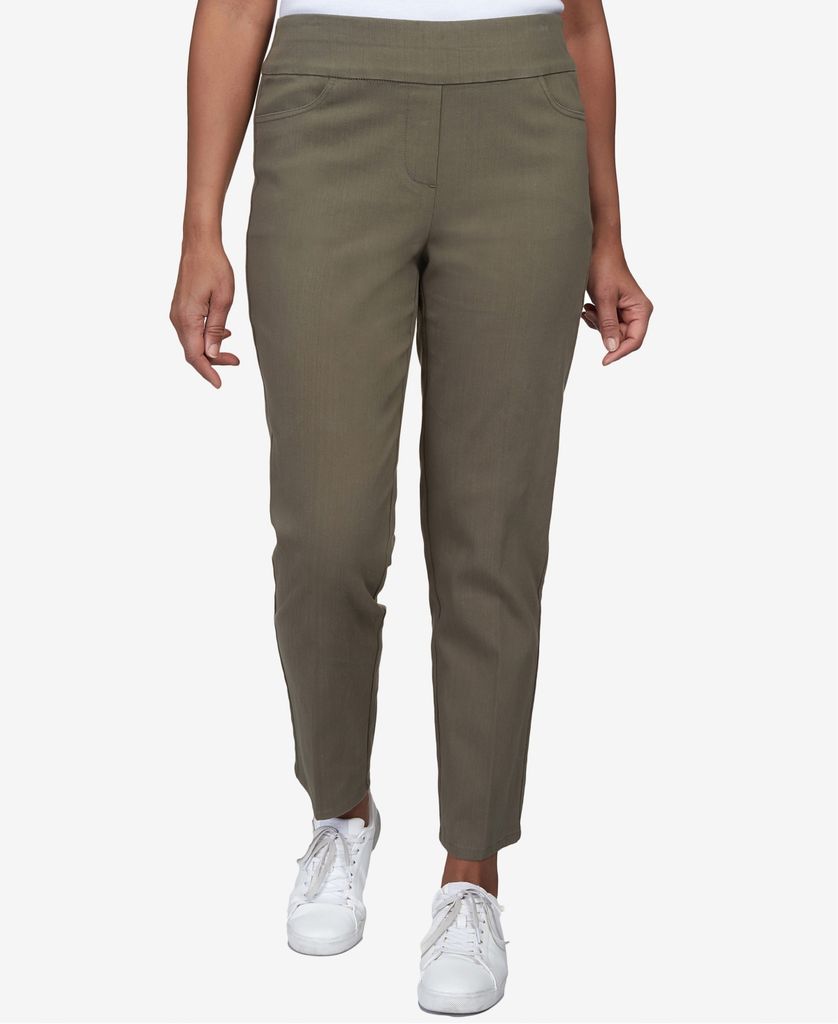 Shop Alfred Dunner Women's Super Stretch Mid- Rise Average Length Pant In Olive