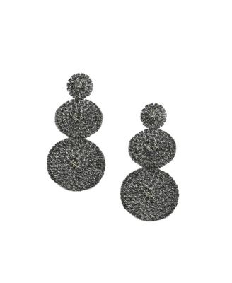 Women's Black  Circular Cluster Drop Earrings