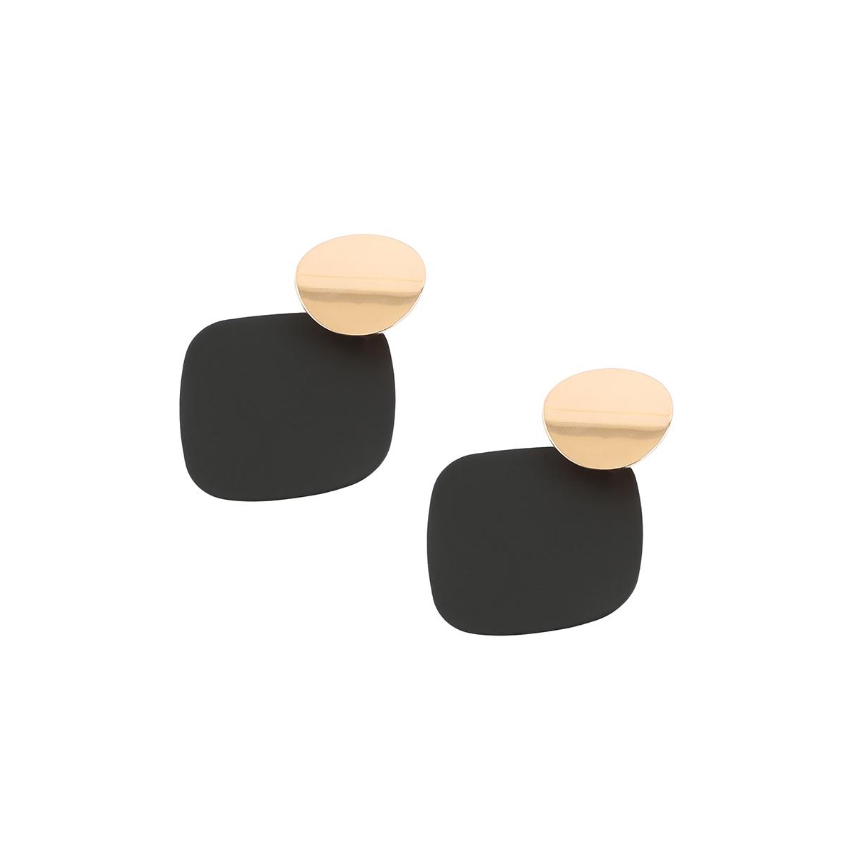 Women's Black Color block Geometric Drop Earrings - Black