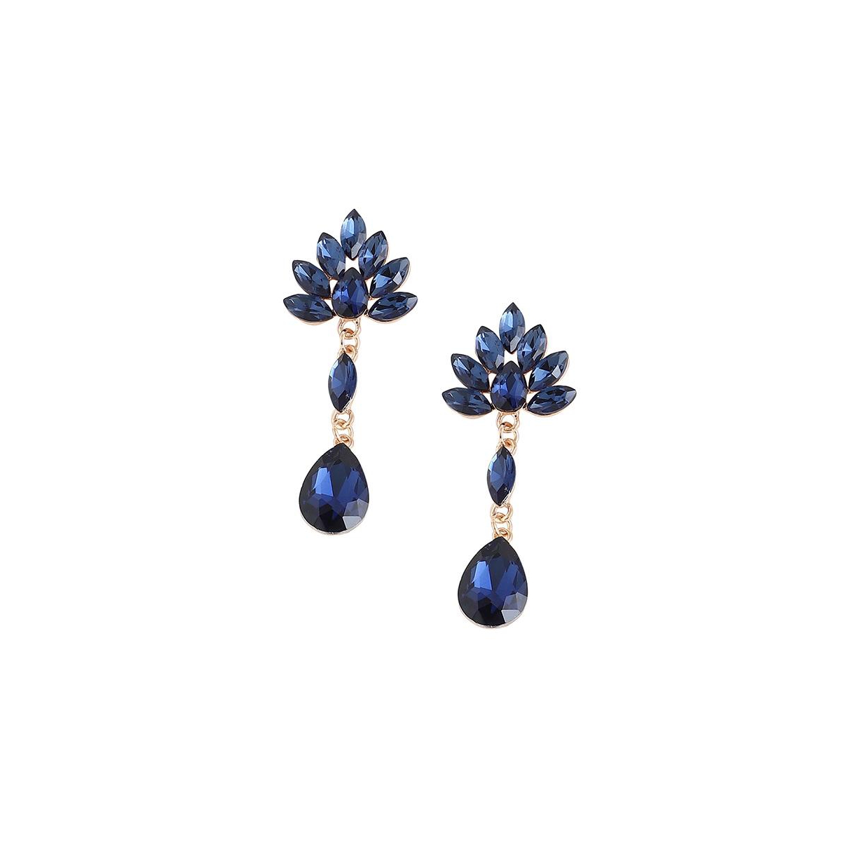 Women's Blue Flora Teardrop Earrings - Blue