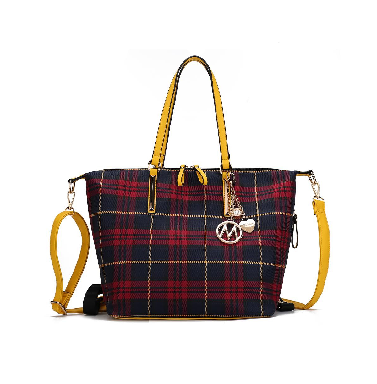 Mkf Collection Layla Plaid Tote Bag, Convertible in Backpack By Mia K