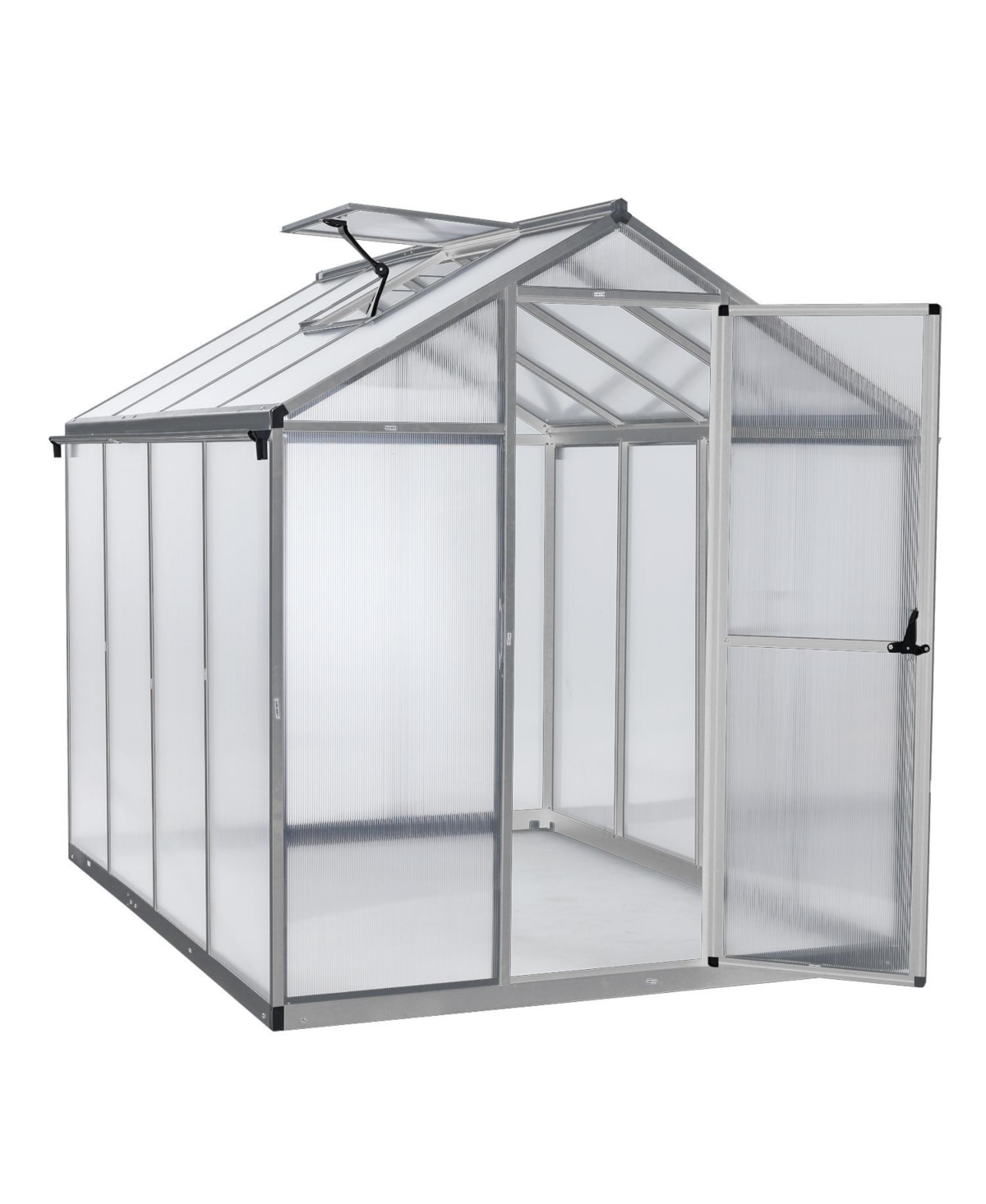 77''x77''x88'' Walk-in Greenhouse Polycarbonate Panel Hobby Greenhouses with Aluminum Frame Heavy Duty with 1 Vent Window & Lockable Door for O