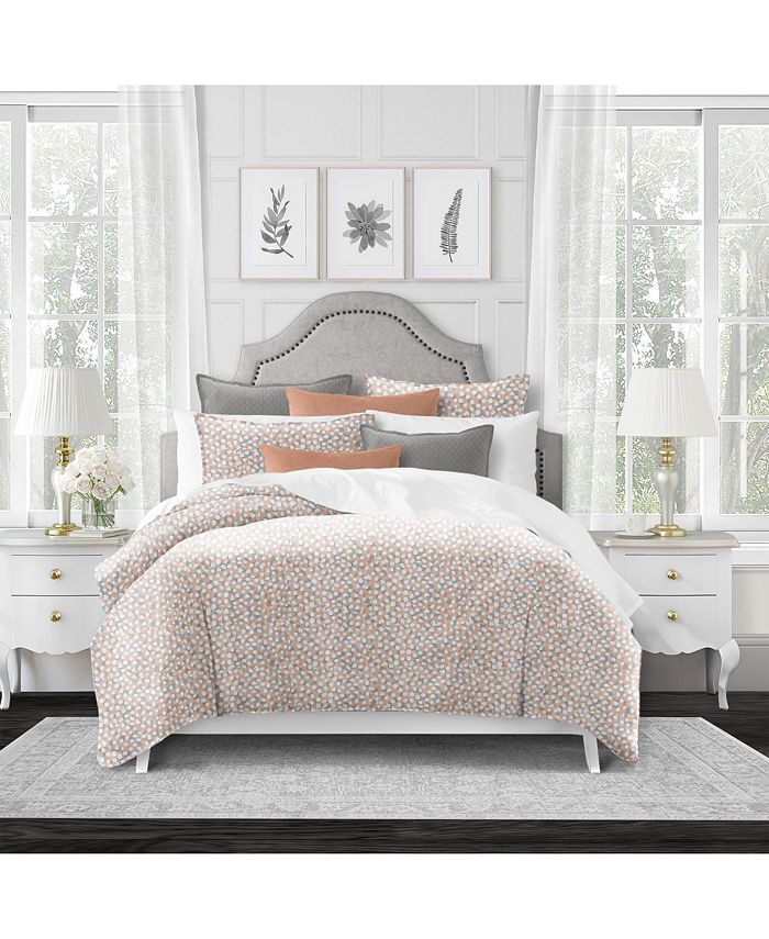6ix Tailors Fine Linens Laight Prairie Peach Full/Double Duvet Cover & 2 Shams Set, Plus 2 Bonus