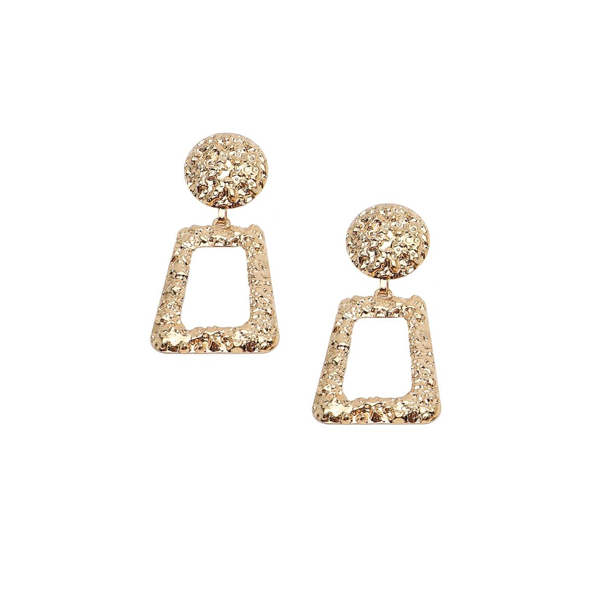 Sohi Women's Gold Textured Geometric Drop Earrings