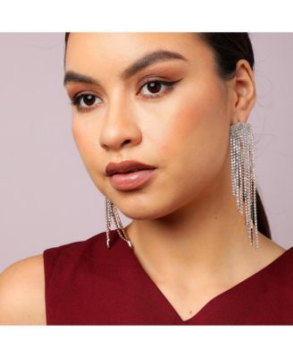 Women's Silver  Bling Cluster Drop Earrings