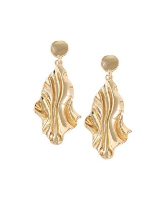 Women's Gold  Metallic Ripple Drop Earrings