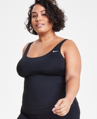Nike Plus Size Solid Essential Scoop-Neck Tankini Top Macy's