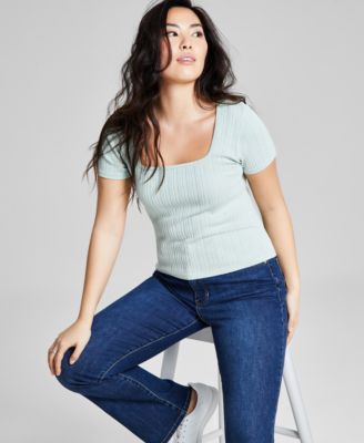 And Now This - Women's Ribbed Seamless Square-Neck Tee