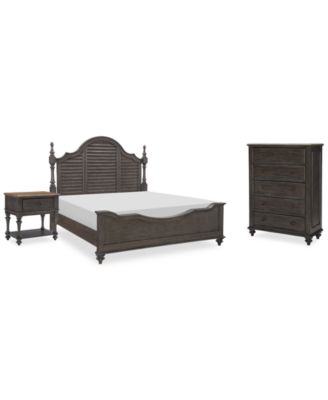 Mandeville 3pc Bedroom Set (Louvered Queen Bed + Drawer Chest + 1-Drawer Nightstand)