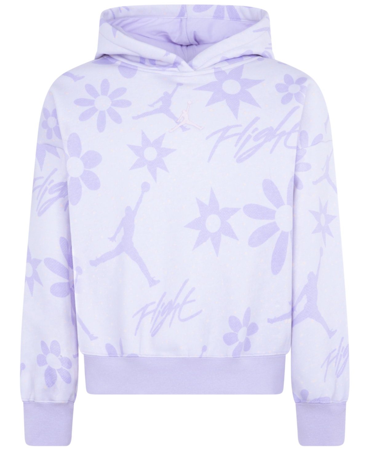 Jordan Kids' Big Girls Floral Flight Printed Pullover Hoodie In Violet Frost