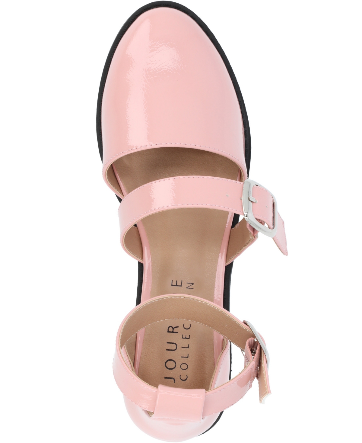 Shop Journee Collection Women's Constance Double Buckle Flats In Blush