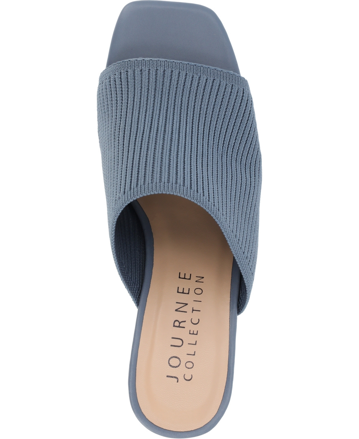 Journee Collection Womens Medium And Wide Width Lorenna Open Square Toe Block Heel Sandals In Blue