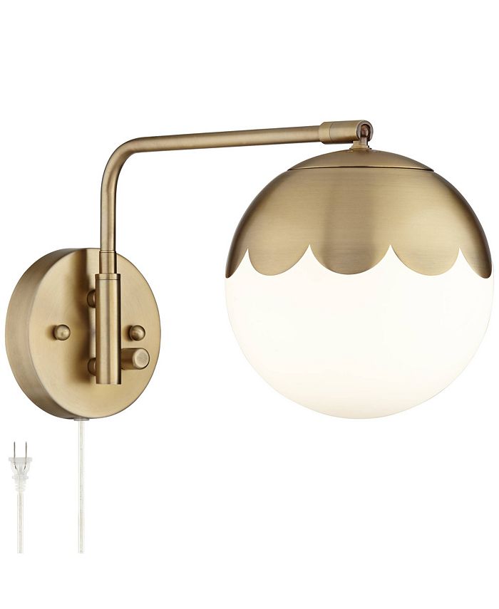 360 Lighting Kelowna Modern Indoor Swing Arm Wall Lamp Antique Brass