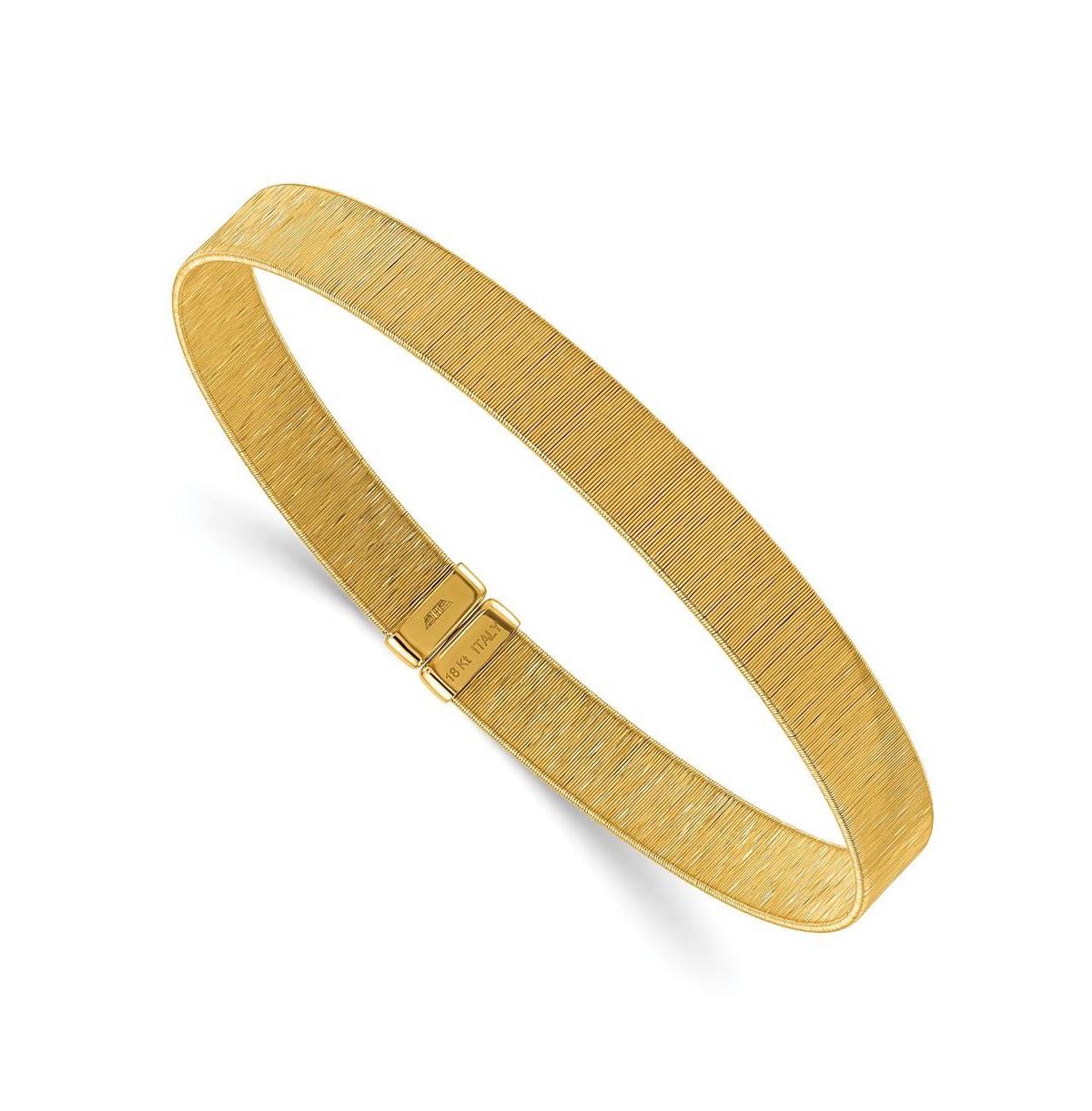 18k Yellow Gold and Textured 7.25mm Cuff Bangle Bracelet - Gold