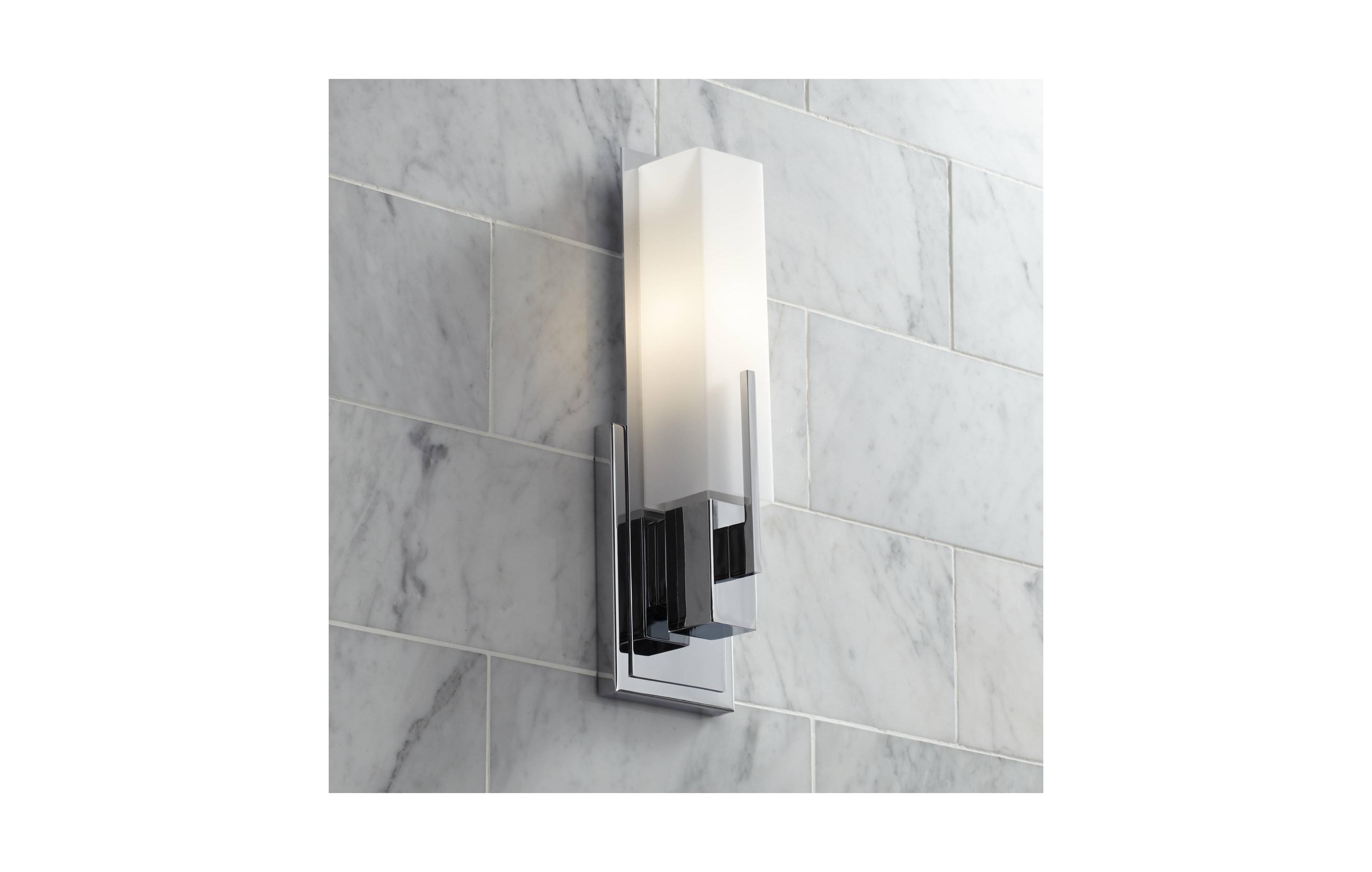 Possini Euro Design Midtown Modern Wall Light Sconce Chrome Hardwire 4 1/2" Fixture Rectangular White Glass for Bedroom Bathroom Vanity Reading H