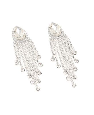 Women's Black  Teardrop Chain Drop Earrings