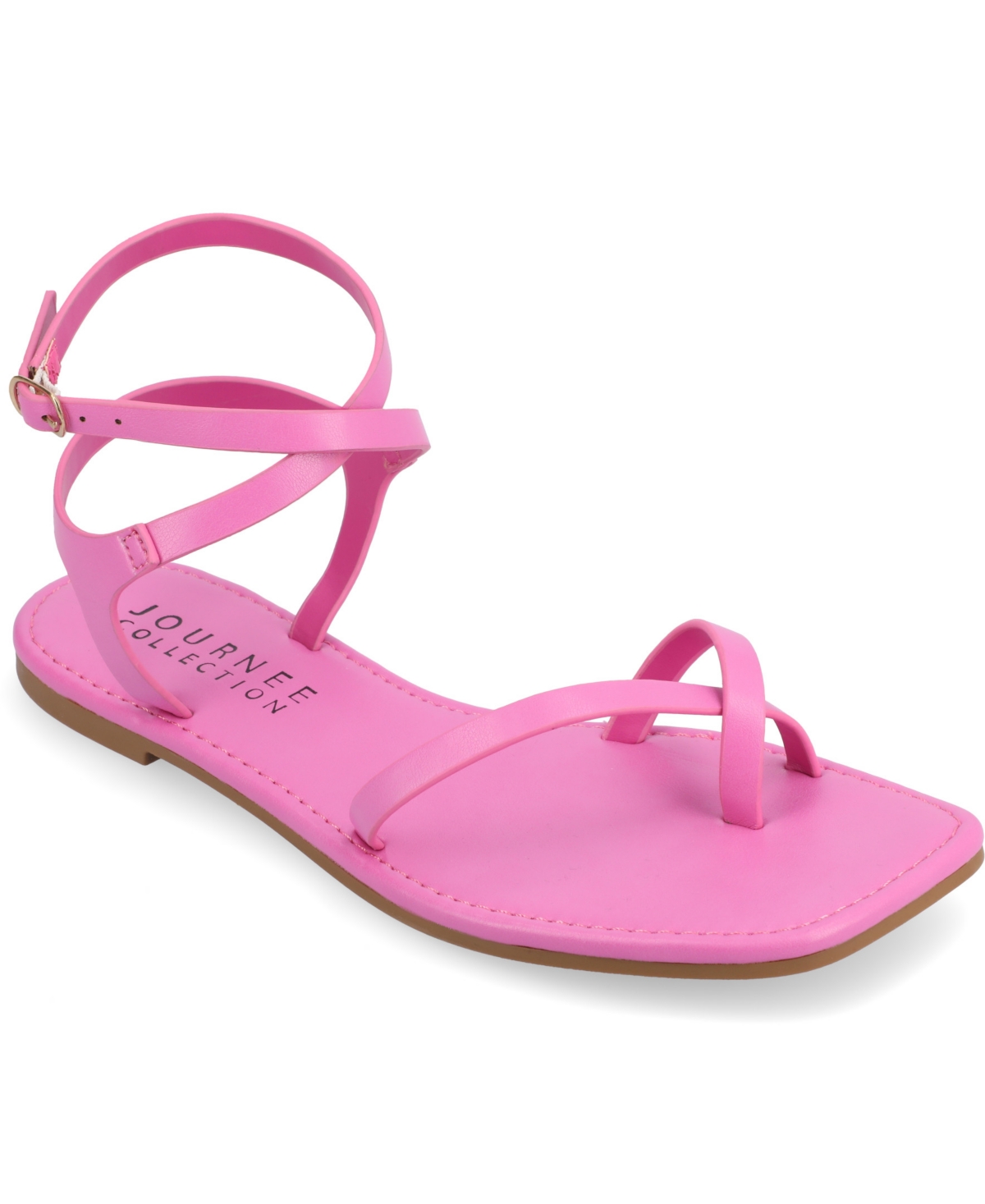 Shop Journee Collection Women's Charra Strappy Sandals In Fuchsia Faux Leather- Polyurethane