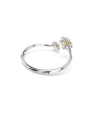 Flower, Yellow, Rhodium Plated Idyllia Bangle Bracelet