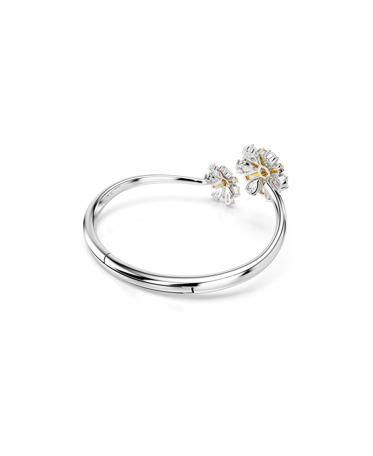 Swarovski Flower, Rhodium Plated Idyllia Bangle Bracelet - Yellow