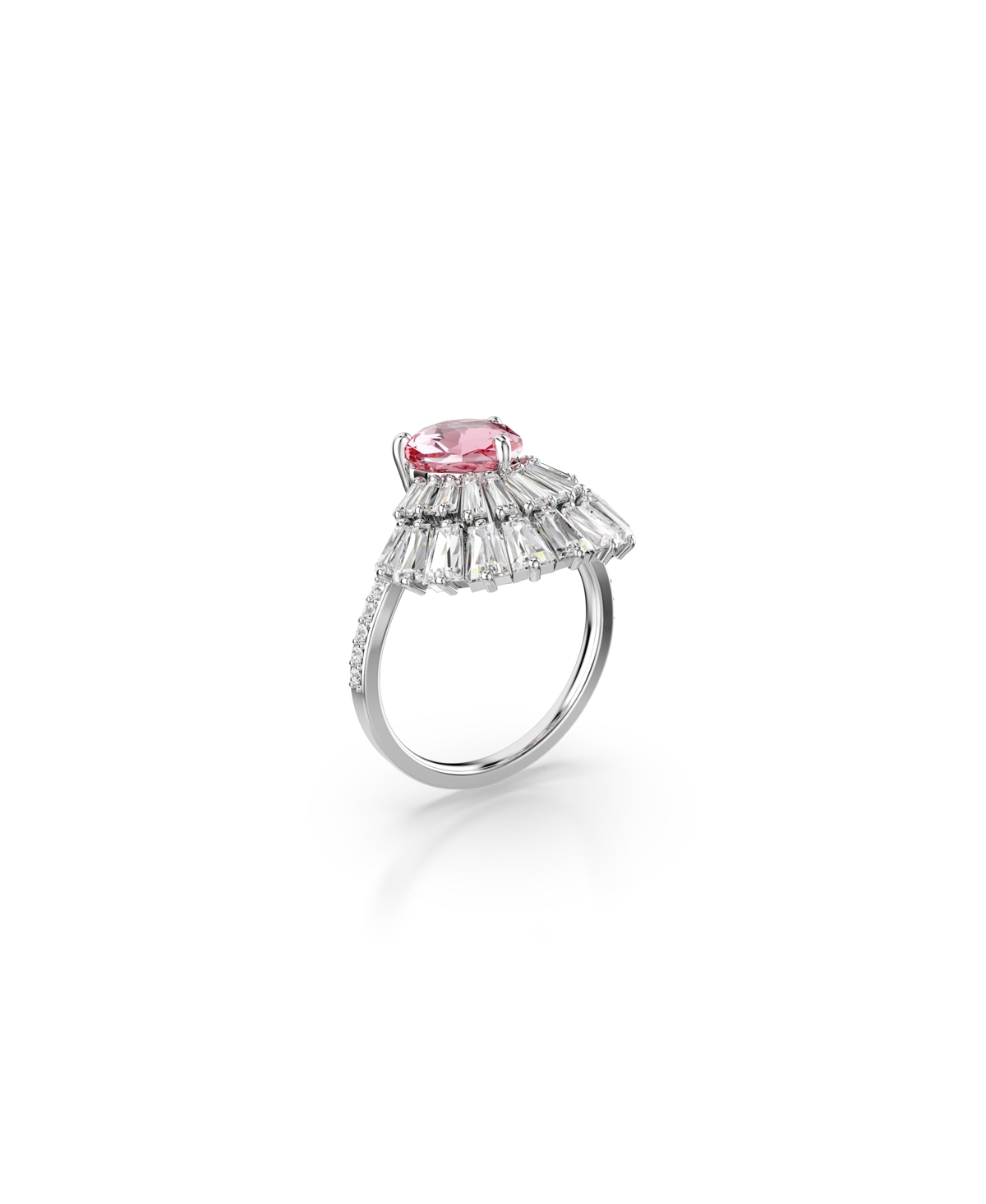 Swarovski Mixed Cuts, Shell, Rhodium Plated Idyllia Cocktail Ring - Pink