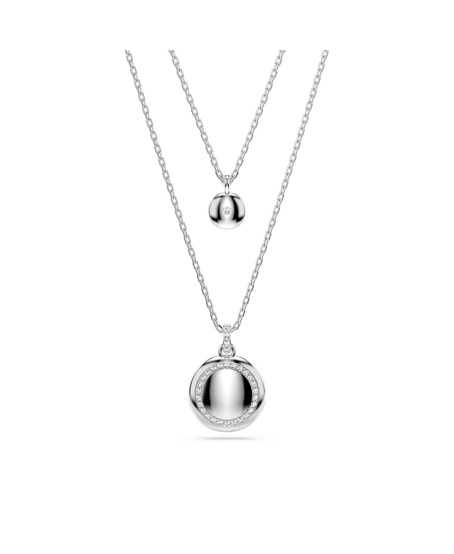 White, Rhodium Plated or Rose-Gold Tone or Gold-Tone Meteora Layered Pendant Necklace