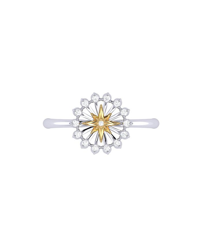 LuvMyJewelry Starburst Design Yellow Gold Plated Sterling Silver ...