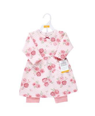 Baby Girls Hudson Quilted Cotton Dress and Leggings, Blush Rose