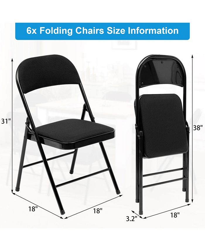 SUGIFT 4Pack Folding Chair Fabric Upholstered Padded Seat Metal Frame