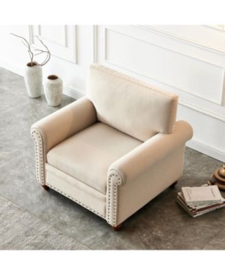 Living Room Sofa Single Seat Chair With Wood Leg Fabric