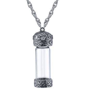 Crystal Silver-Tone Glass Vial Necklace