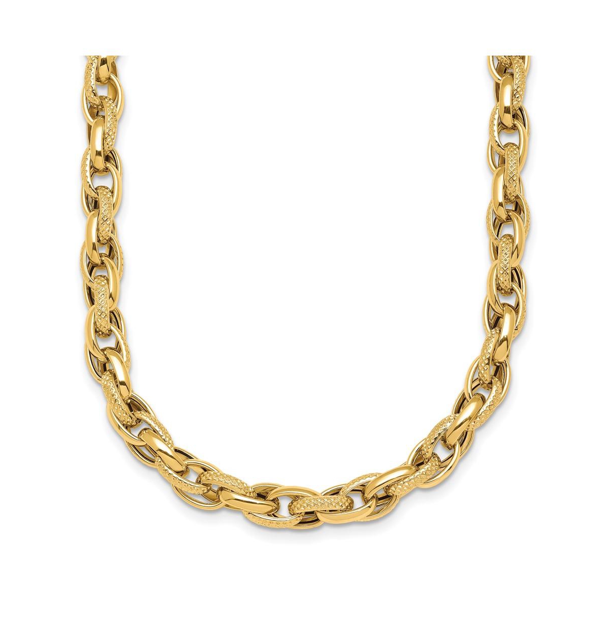 18k Yellow Gold Textured Necklace - Gold
