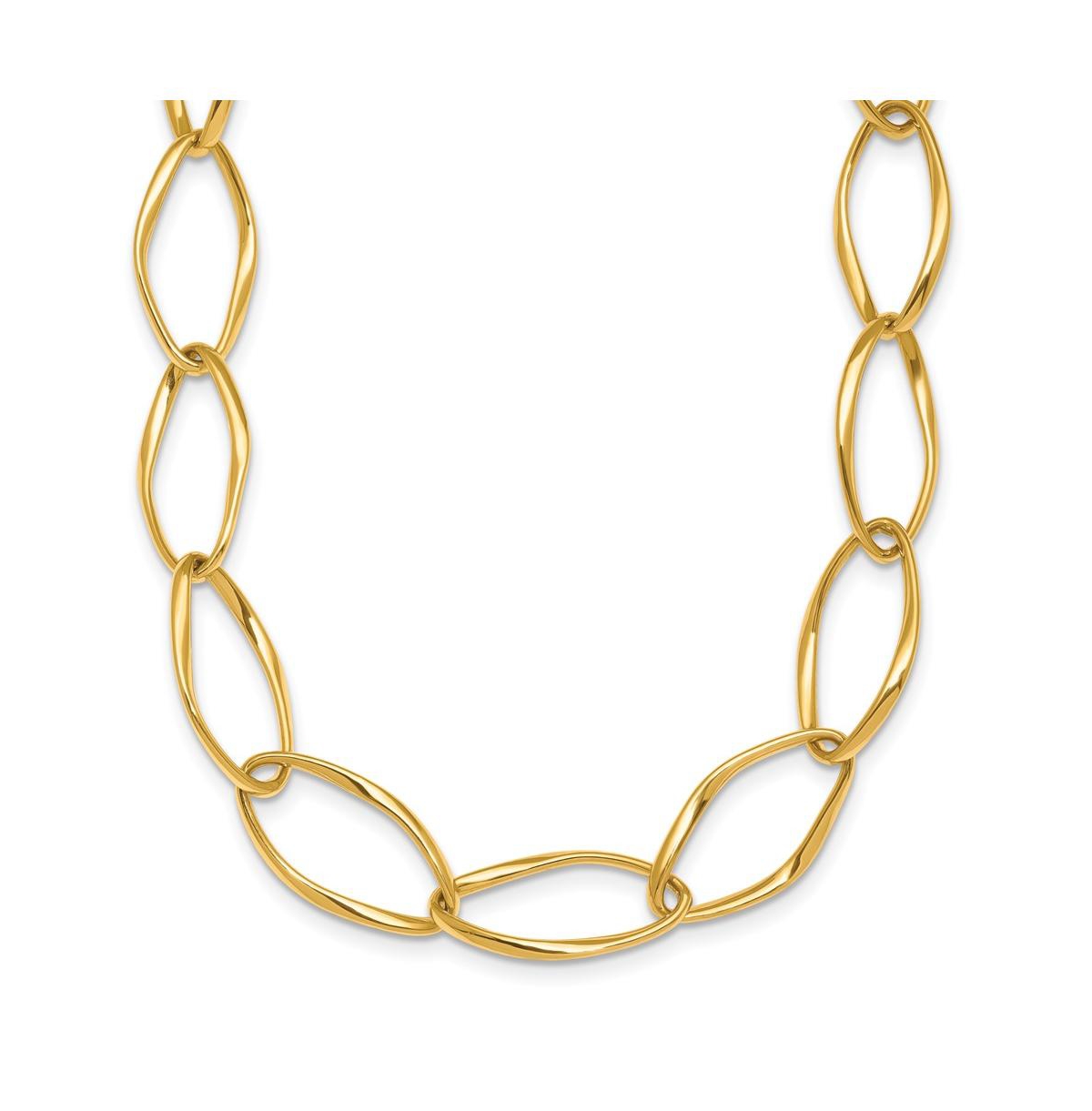 18k Yellow Gold 12mm Fancy Link Necklace - Gold
