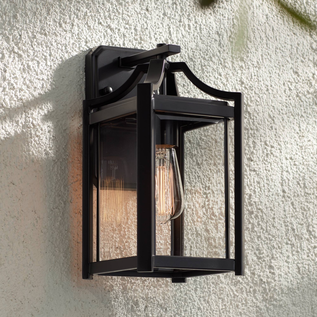 Rockford Farmhouse Rustic Outdoor Wall Light Fixture Black 12 1/2" Clear Beveled Glass Decor for Exterior House Porch Patio Outside Deck Garage Yard F