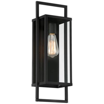 Jericho Modern Outdoor Wall Light Fixture Textured Black Metal 19" Clear Glass Panel for Post Exterior Barn Deck House Porch Yard