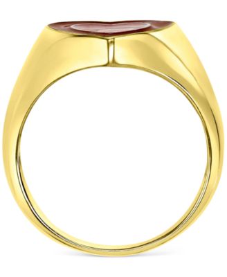 Red & Pink Enamel Heart Ring in 14k Gold-Plated Sterling Silver