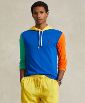 폴로 랄프로렌 Polo Ralph Lauren Mens Color-Blocked Jersey Hooded T-Shirt,Heritage Blue Multi