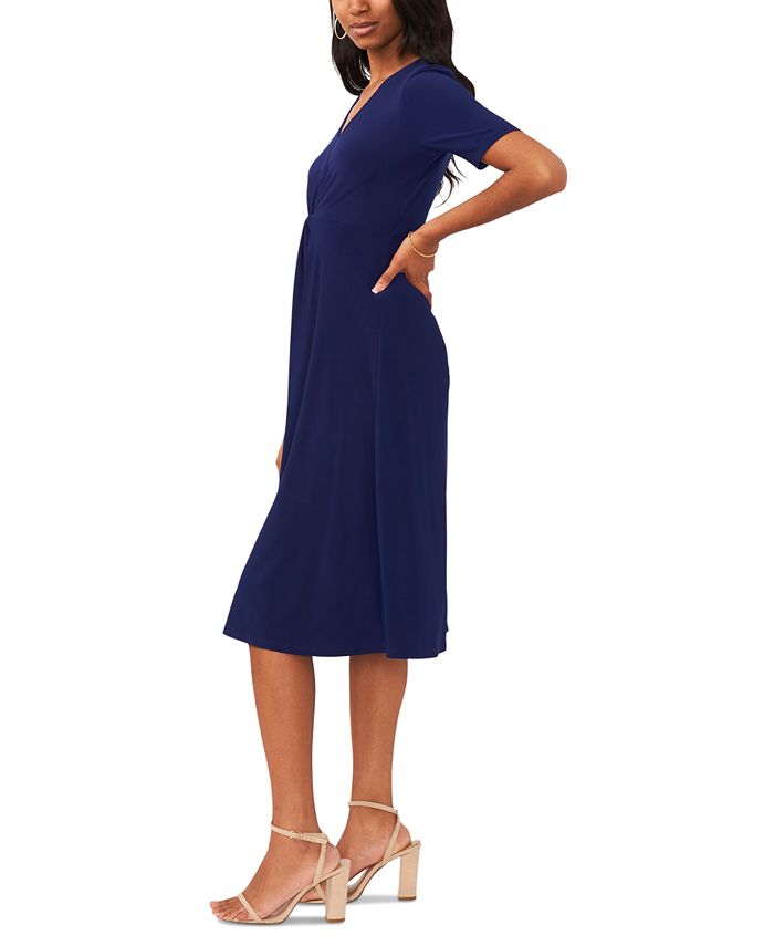 MSK Petite TwistFront VNeck ElbowSleeve Midi Dress Macy's
