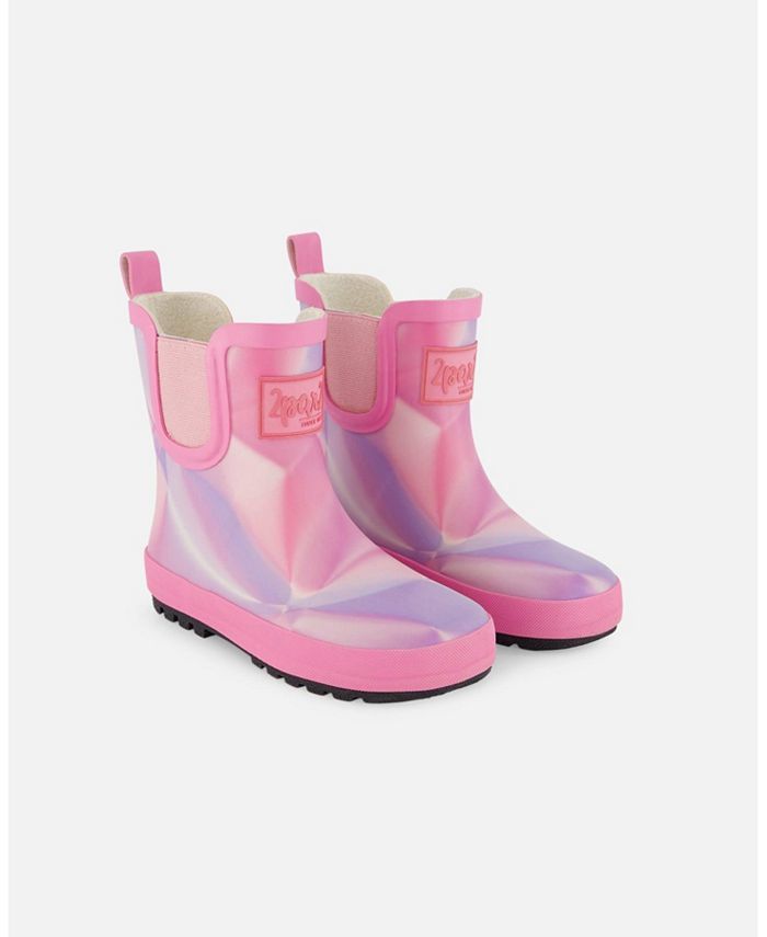 Deux par Deux Girl Short Rain Boots Printed Foil Pastel ToddlerChild