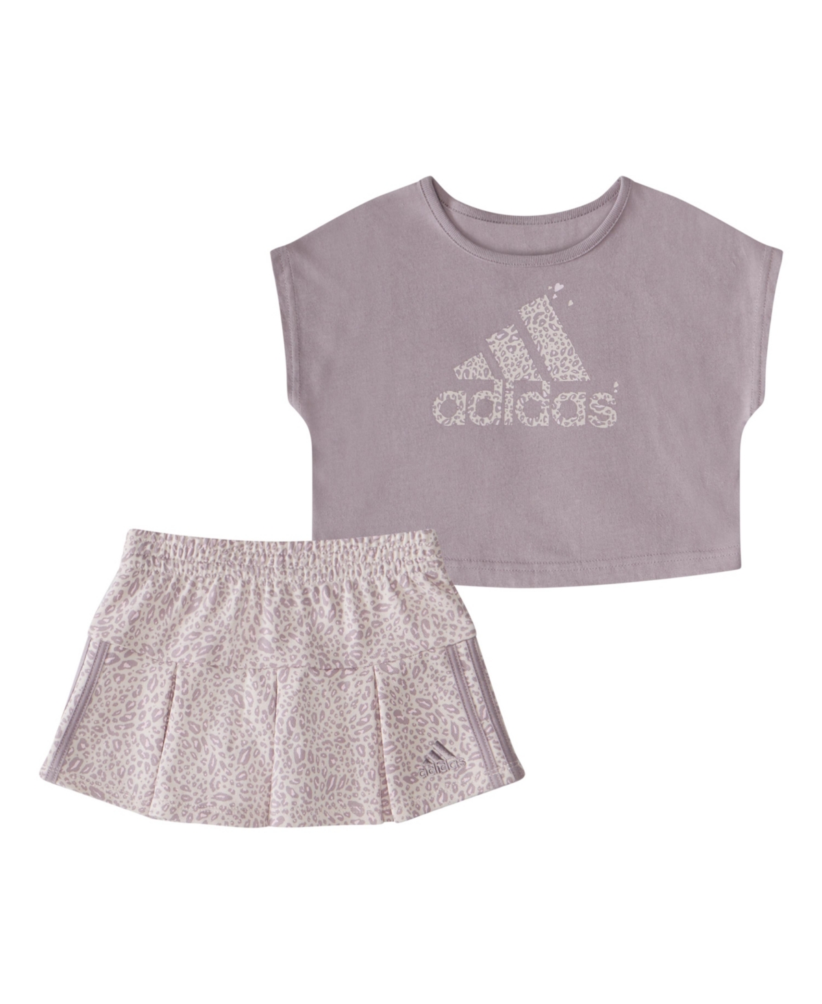 Shop Adidas Originals Baby Girls Sleeveless Box Top And Printed Skort, 2 Piece Set In Preloved Fig