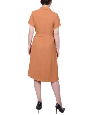 Women's Short Sleeve Belted Shirtdress