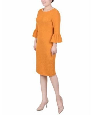 Women's 3/4 Length Imitation Pearl Detail Dress