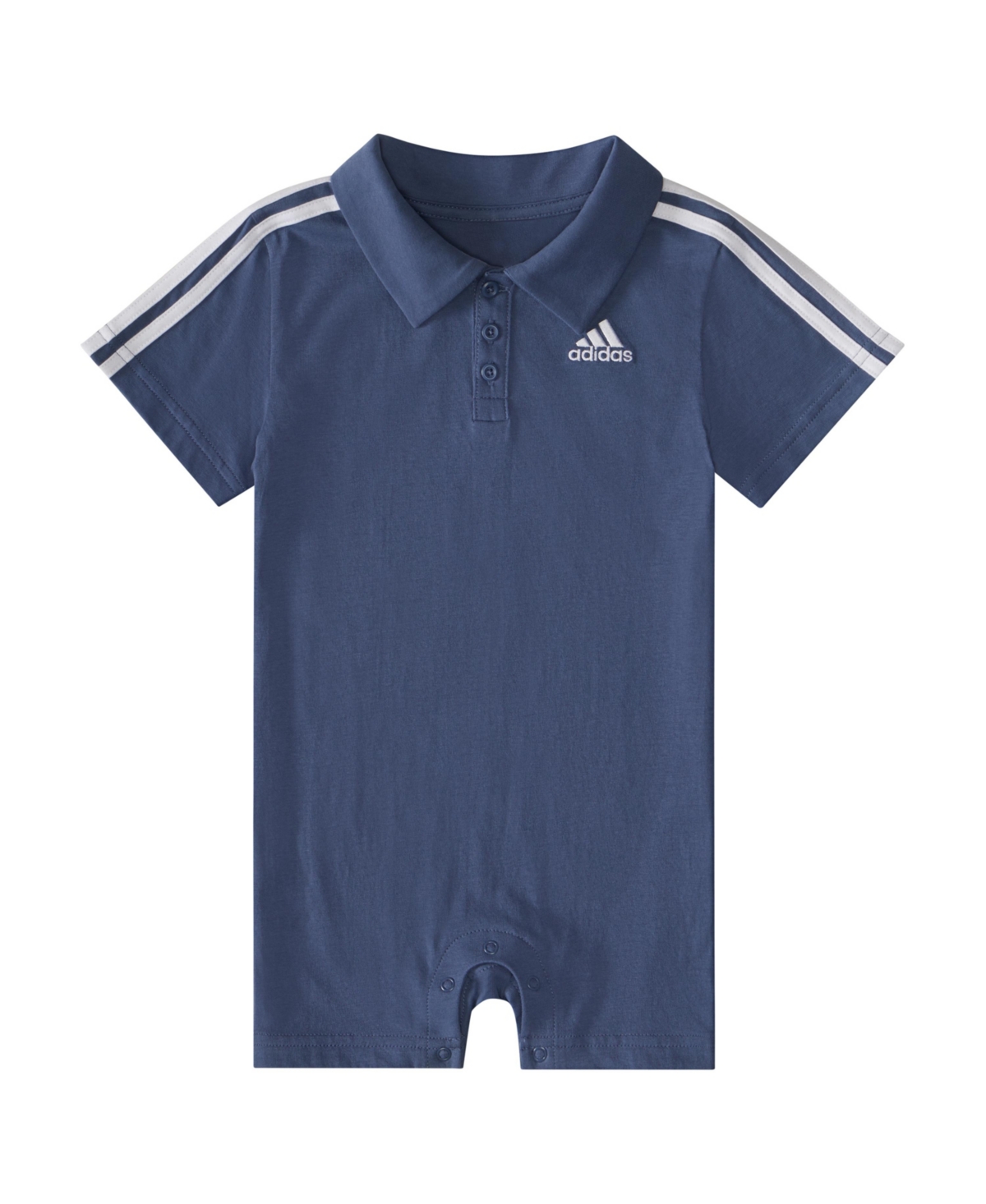 Shop Adidas Originals Baby Boys Short Sleeve Cotton Polo Romper In Preloved Ink