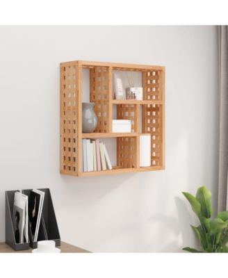 Wall Shelf 19.3"x5.9"x19.3" Solid Wood Walnut