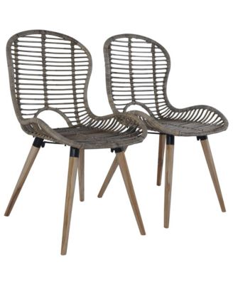 Dining Chairs 2 pcs Brown Natural Rattan