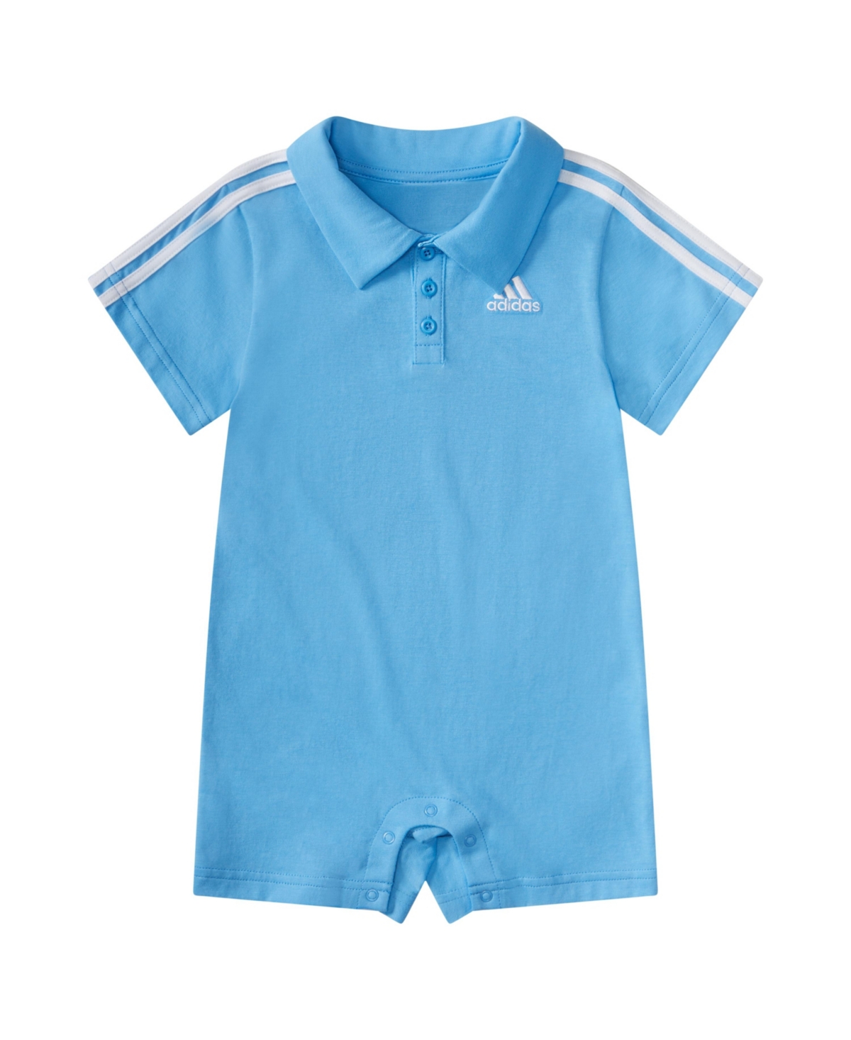 Shop Adidas Originals Baby Boys Short Sleeve Cotton Polo Romper In Semi Blue Burst