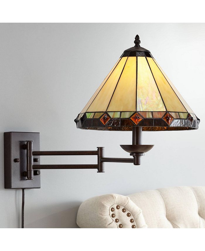 Robert Louis Tiffany Mission Tiffany Style Swing Arm Lamp Wall Mounted ...