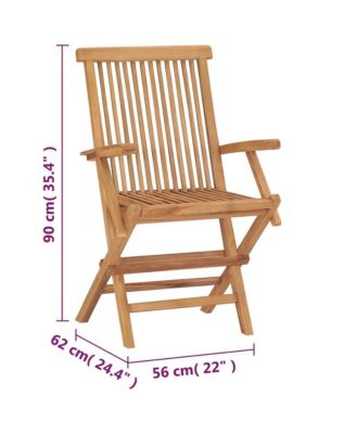 Folding Patio Chairs 2 pcs Solid Teak Wood
